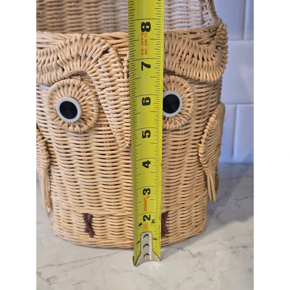 Unbranded Owl Wicker Wall Basket Tan Excellent Boho Rattan Hanging Pocket Decor - Picture 11 of 14